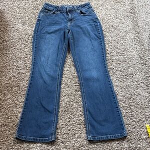 High rise “curvy” bootcut jeans